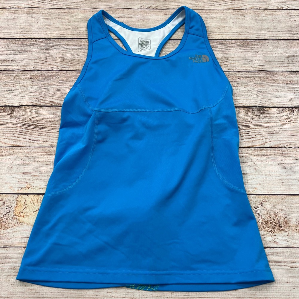 The North Face Blue Athletic Tank Top Racerback Floral Back Mesh Size M